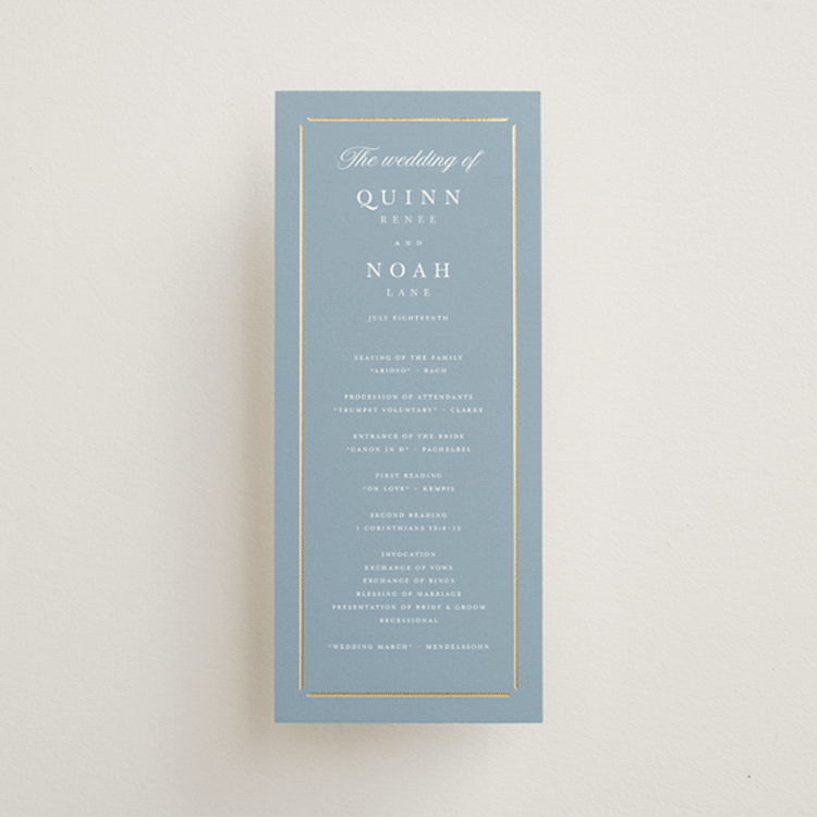 "Elegant bevel" - Wedding Programs in Dusty Blue by Stacey Meacham - Front
