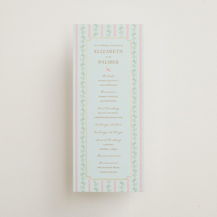 "Castle" - Wedding Programs in Hummingbird by Claudia Orengo - Front