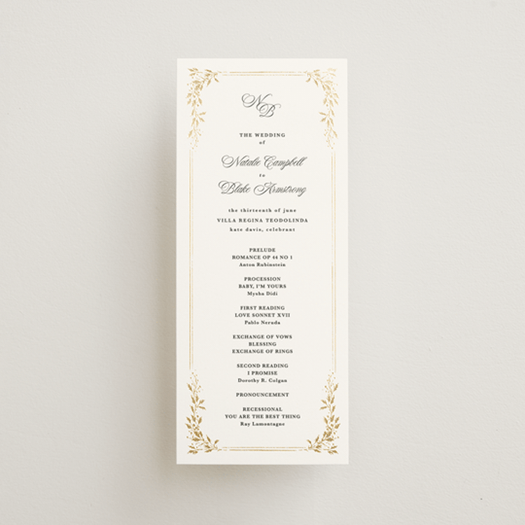 "Lake Como" - Wedding Programs in Diamond by Kate Ahn - Front