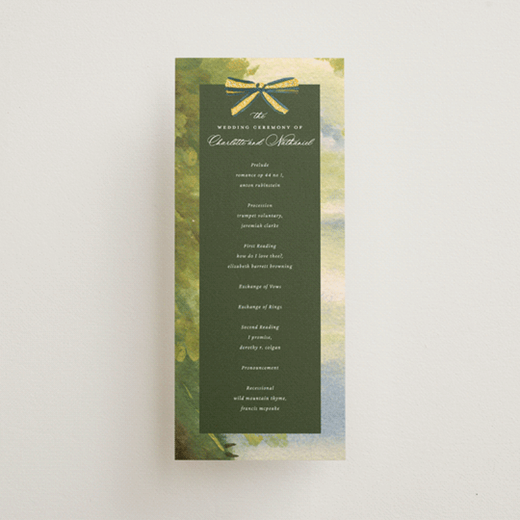 "Tuileries" - Wedding Programs in Golden by Claudia Orengo - Front