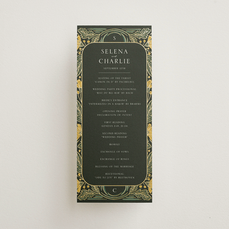 "Embellished" - Wedding Programs in Buttercup by Jen Owens - Front