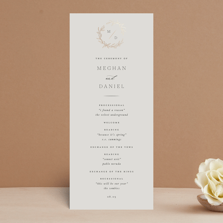 "Tradition" - Wedding Programs in Almond by Leah Bisch - Front
