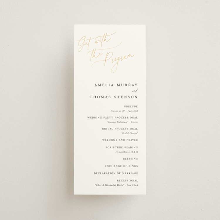 "The Wedding" - Wedding Programs in Marshmallow by Kaydi Bishop - Front