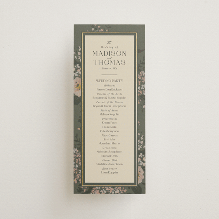 "Madison" - Wedding Programs in Thyme by Itsy Belle Studio - Front