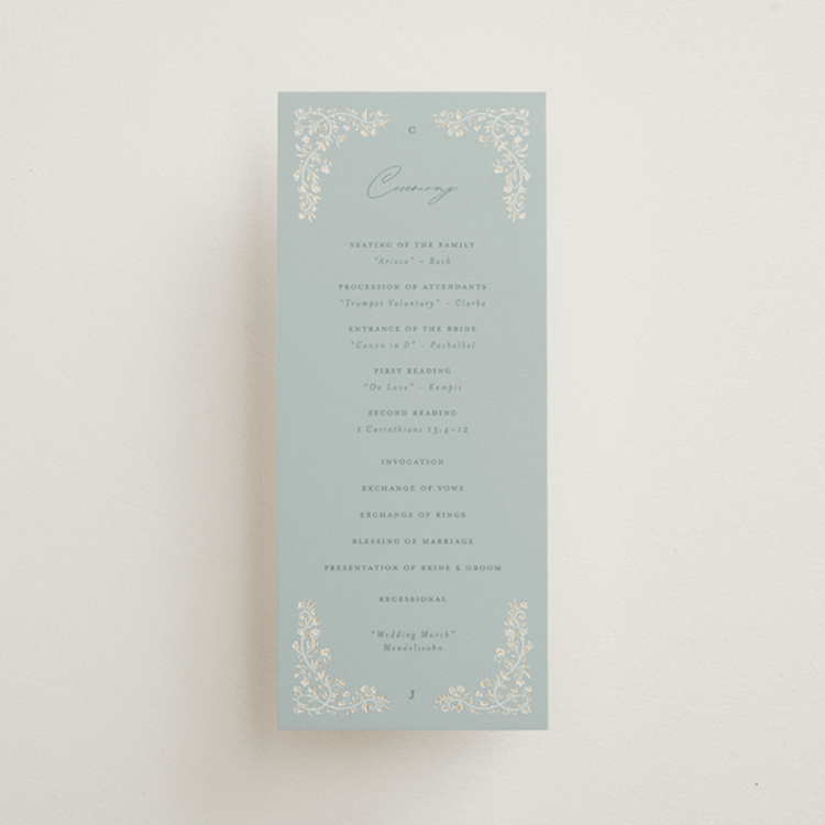 "Floral Romance" - Wedding Programs in Something Blue by Gwen Bedat - Front