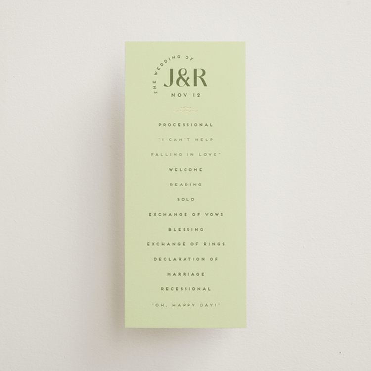 "News!" - Wedding Programs in Kiwi by Claudia Orengo - Front