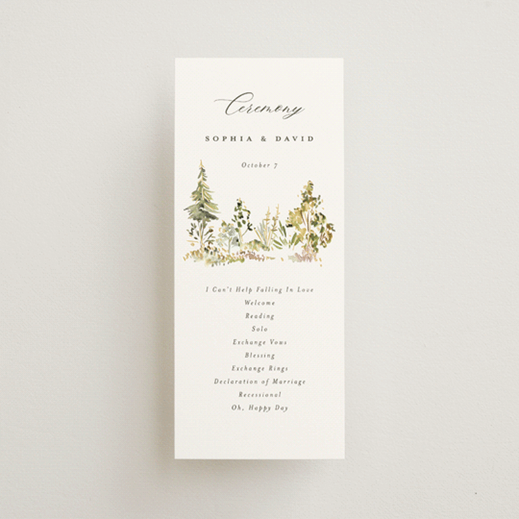 "Great Outdoors" - Wedding Programs in Forest by Petra Kern - Front
