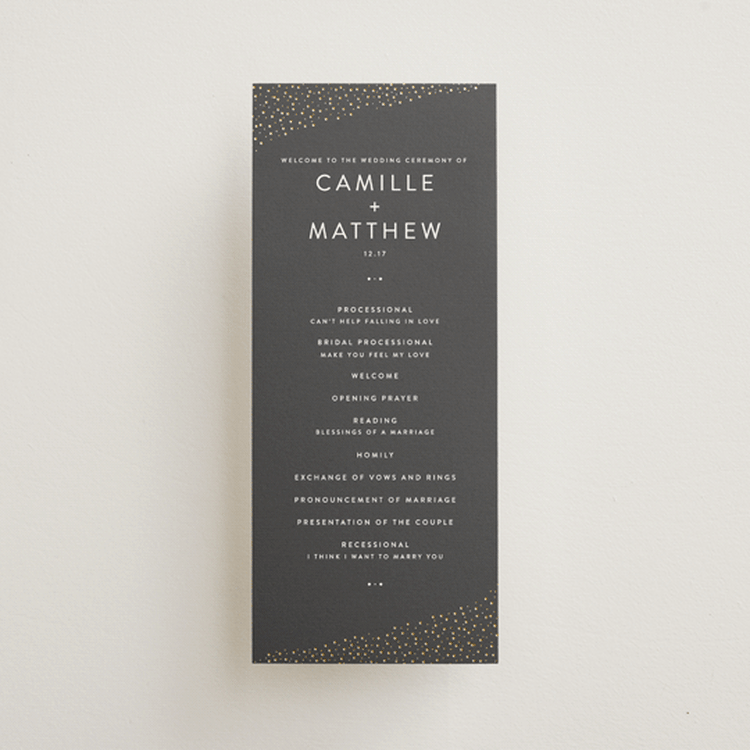 "Modern Glam" - Wedding Programs in Soft Black by Camille Robinson - Front