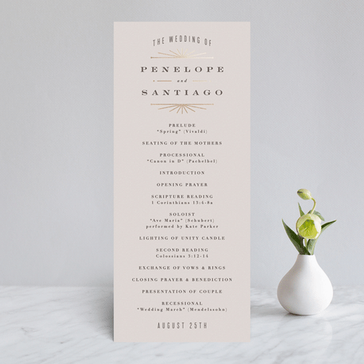 "Art Deco Border" - Wedding Programs in Blush by Hooray Creative - Front