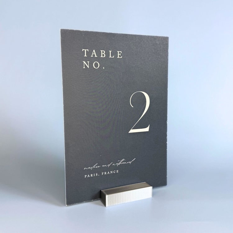 "Silver Color Rectangle Table Number Holder, Set of 5" - Place Card Holders in silver by Corduroy Effect
