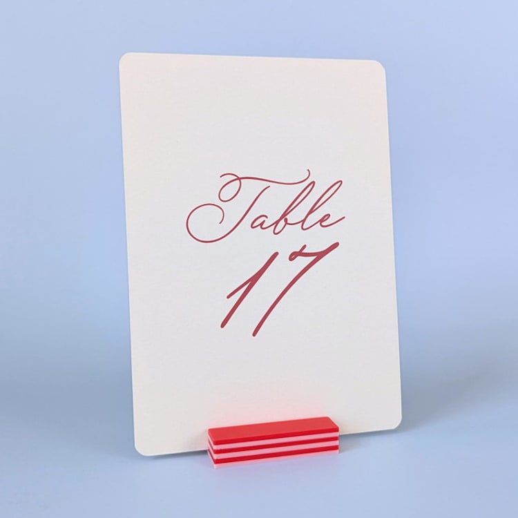 "Striped Rectangle Table Number Holder, Pink and Red, Set of 5" - Place Card Holders in red by Corduroy Effect