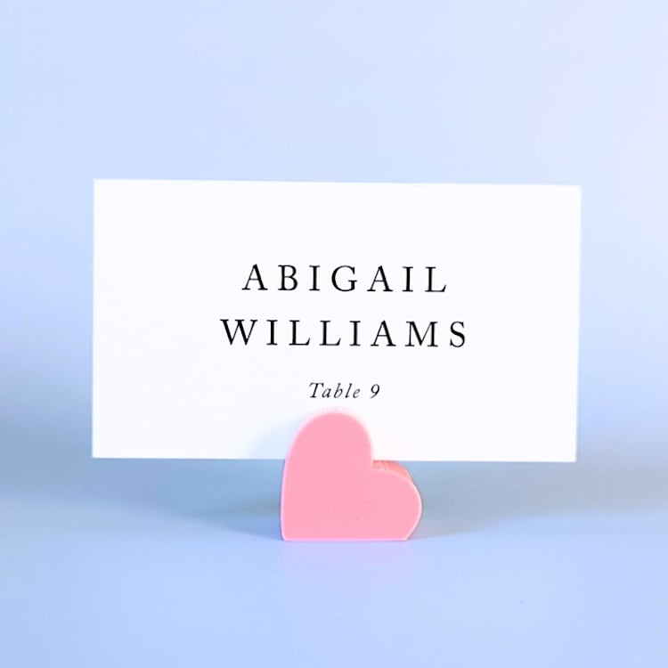 "Pink Heart Place Card Holders, Set of 10" - Place Card Holders in pink by Corduroy Effect