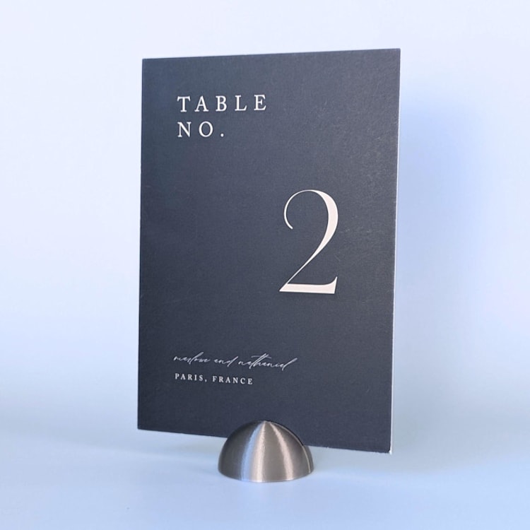 "Silver Color Dome Table Number Holders, Set of 5" - Place Card Holders in silver by Corduroy Effect