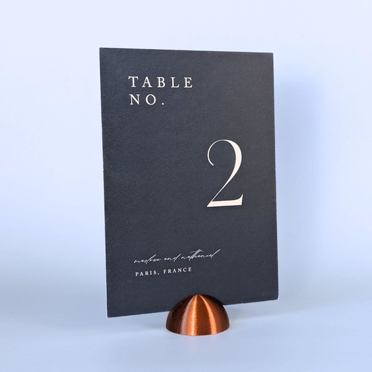 "Copper Color Dome Table Number Holders, Set of 5" - Place Card Holders in copper by Corduroy Effect