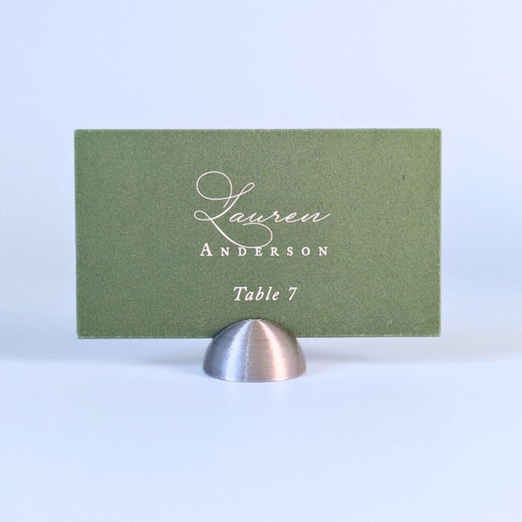 "Silver Color Dome Place Card Holders, Set of 25" - Place Card Holders in silver by Corduroy Effect