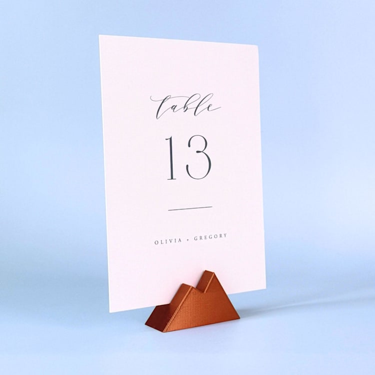 "Copper Color Mountain Table Number Holder, Set of 5" - Place Card Holders in copper by Corduroy Effect