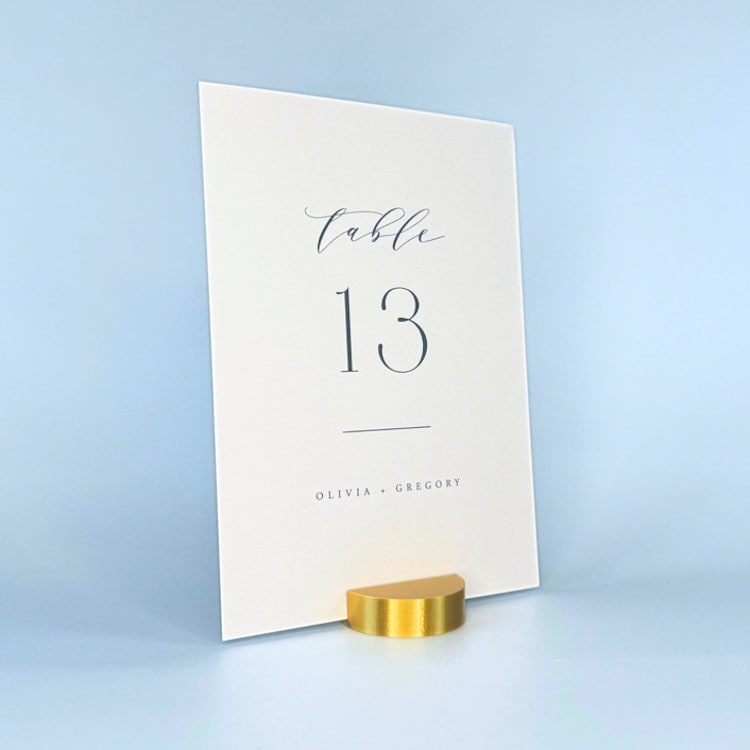 "Gold Color Round Table Number Holder, Set of 5" - Place Card Holders in gold by Corduroy Effect