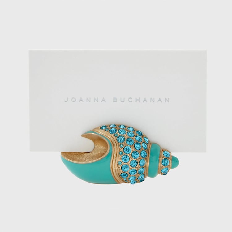 "Jeweled shell placecard holders, set of two" - Place Card Holders in blue by Joanna Buchanan