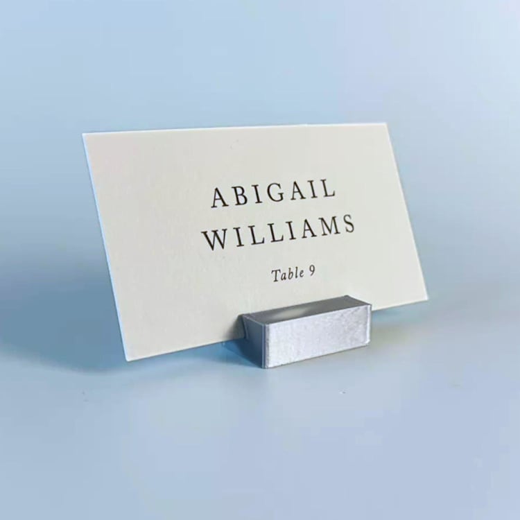 "Silver Color Rectangle Place Card Holder, Set of 25" - Place Card Holders in silver by Corduroy Effect