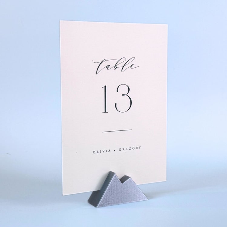 "Silver Color Mountain Table Number Holder, Set of 5" - Place Card Holders in silver by Corduroy Effect