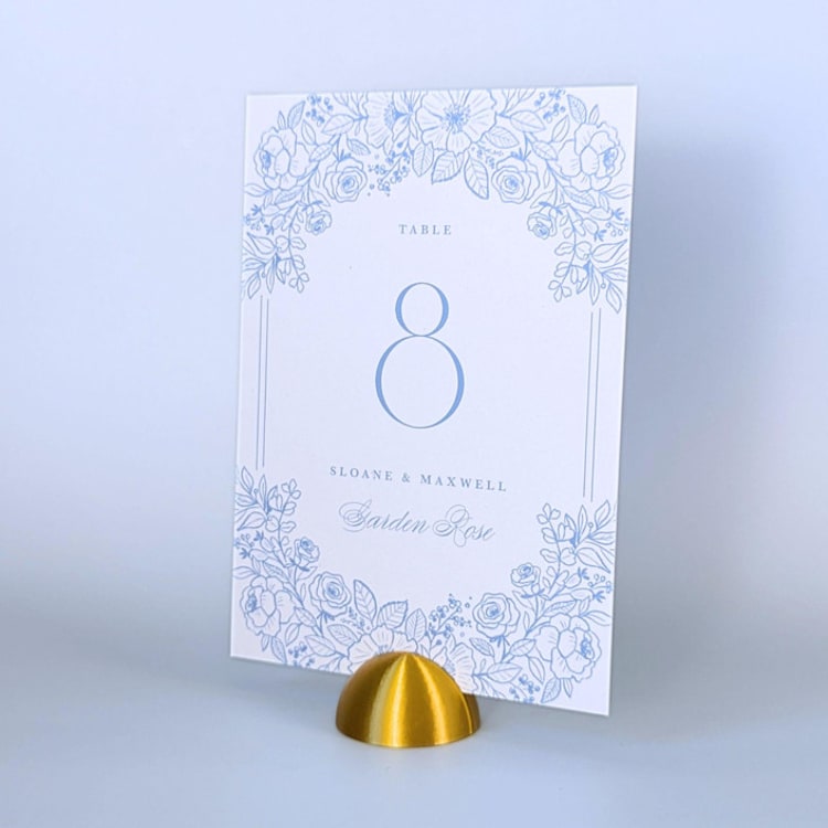 "Gold Color Dome Table Number Holders, Set of 5" - Place Card Holders in gold by Corduroy Effect