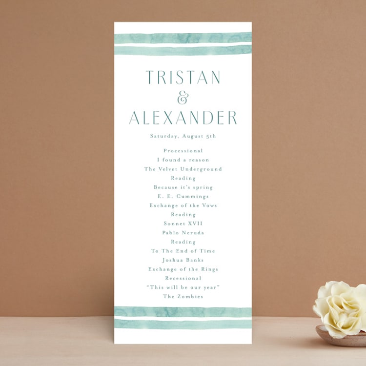 "Tidal Stripe" - Wedding Programs in Sky by Katharine Watson - Front
