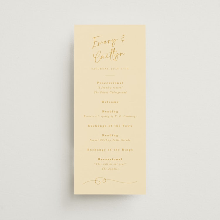 "Ink scribble" - Wedding Programs in Honey by Adelyn T. - Front