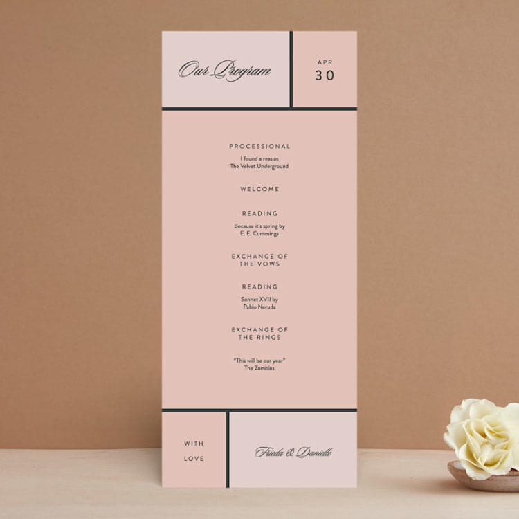 "Modern Squares" - Wedding Programs in Flamingo by FRANI - Front