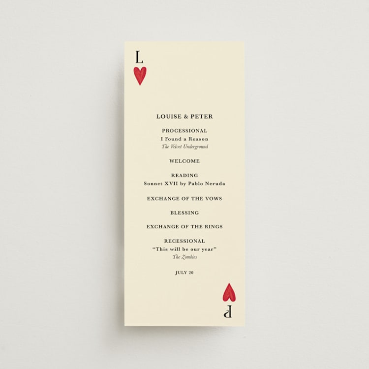 "Red Hearts" - Wedding Programs in Champagne by Helena Vitto - Front