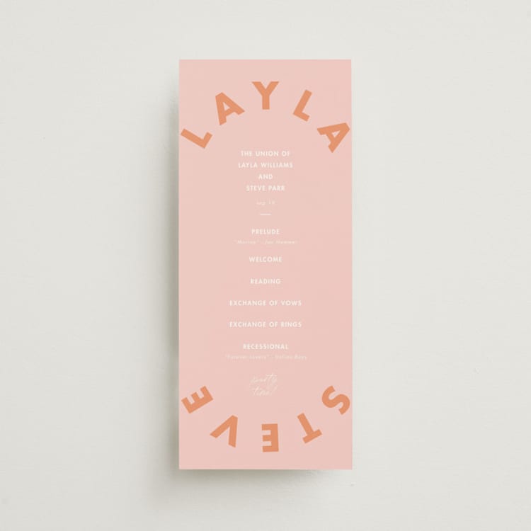 "Bubblegum" - Wedding Programs in Candy by Catherine Culvenor - Front