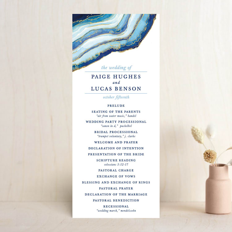 "Gilt Agate" - Wedding Programs in Navy by Kaydi Bishop - Front