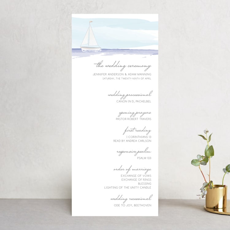 "Set Sail" - Wedding Programs in Mediterranean by Sarah Brown - Front
