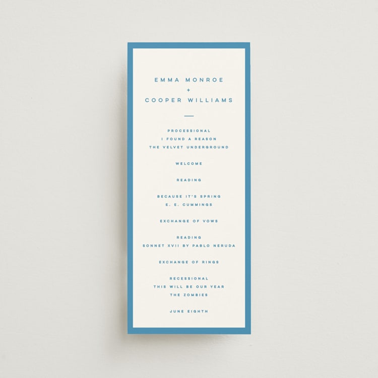"The Emma" - Wedding Programs in Cerulean by Kristie Kern - Front