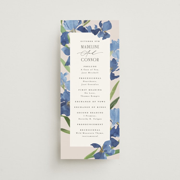 "Irises" - Wedding Programs in Natural by Everett Paper Goods - Front
