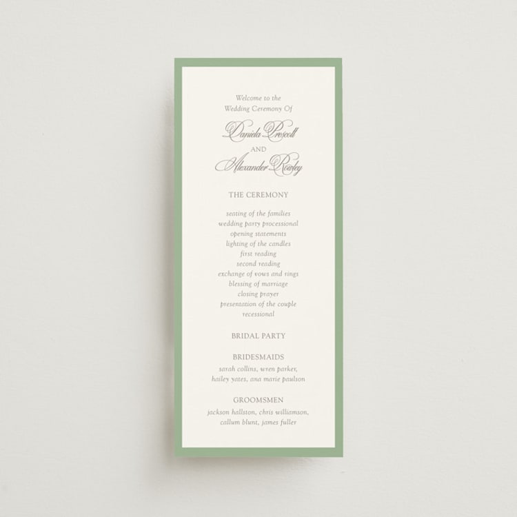 "Romantic Garden" - Wedding Programs in Mint by Melinda Denison - Front
