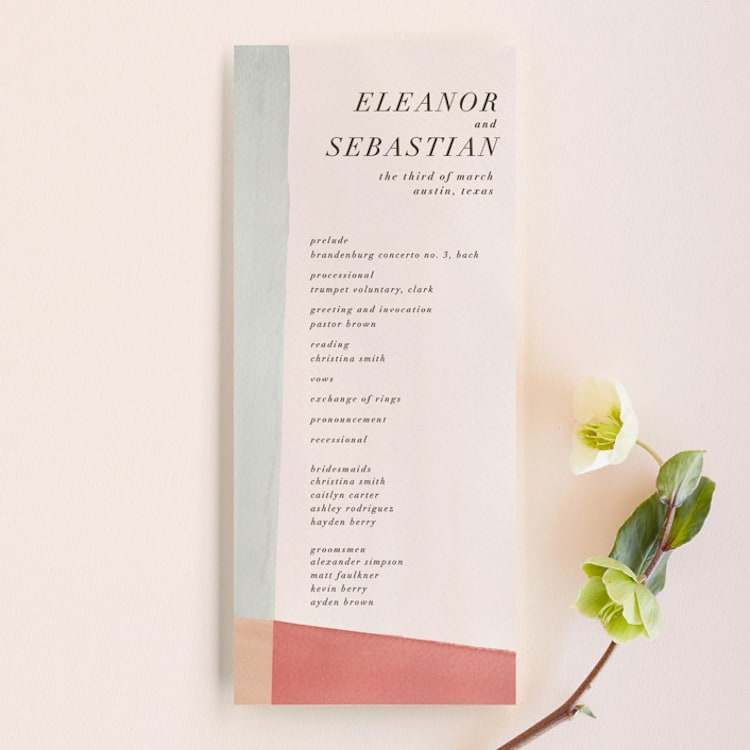 "Eleanor" - Wedding Programs in Rose by Creative Parasol - Front
