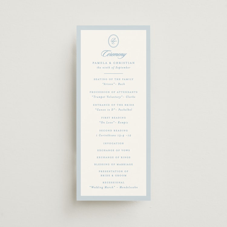 "Scripted" - Wedding Programs in Capri by Creo Study - Front