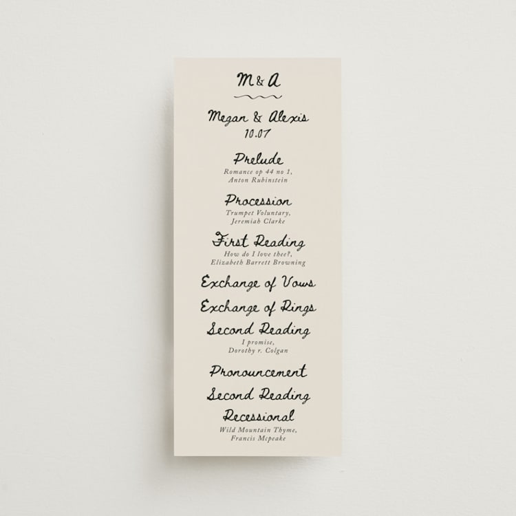 "simple monogram" - Wedding Programs in Lace by Cass Loh - Front