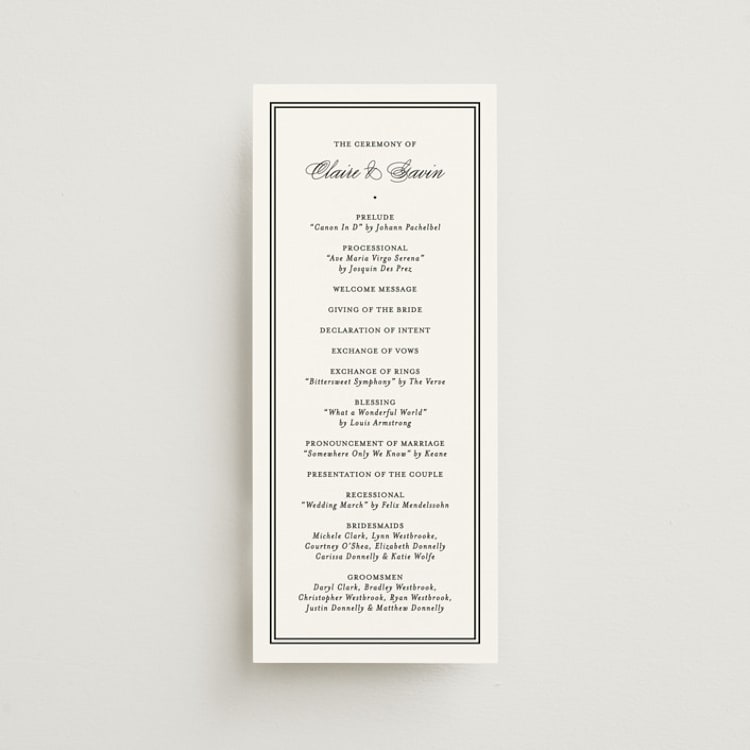 "Timeless Together" - Wedding Programs in Tuxedo by Carolyn MacLaren - Front