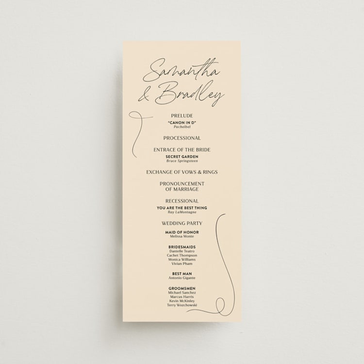 "French Whimsy Script" - Wedding Programs in Champagne by Wallace Design Co. - Front