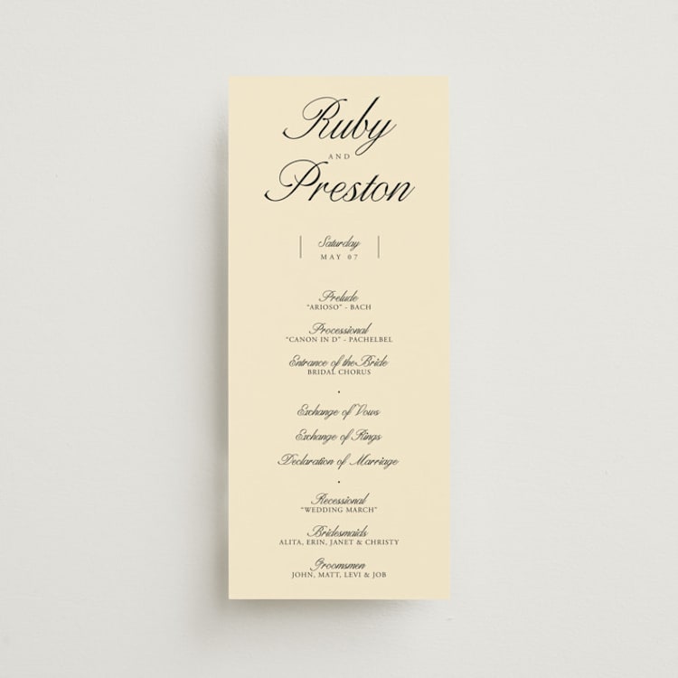"Elegant and Formal" - Wedding Programs in Sunshine by Jen Ramsey - Front