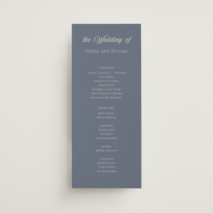 "Ritzy" - Wedding Programs in French Blue by Nicoletta Savod - Front