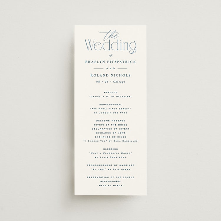 "Modern Romance" - Wedding Programs in Navy by Hooray Creative - Front
