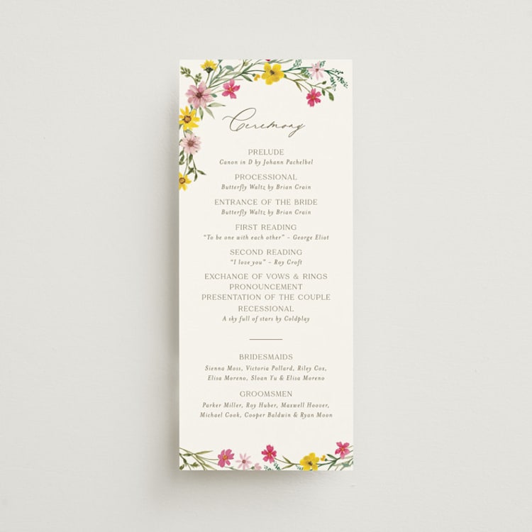 "Wildflower wreath" - Wedding Programs in Peony by Yaling Hou Suzuki - Front