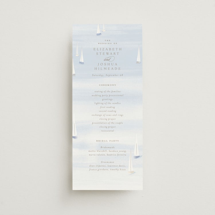 "Bristol" - Wedding Programs in Aqua by Jennifer Wick - Front