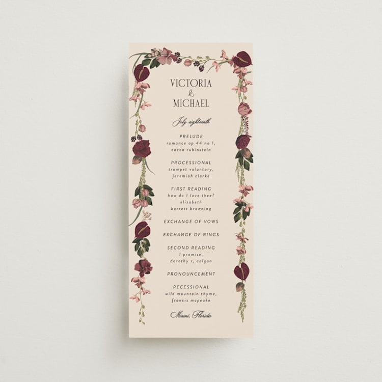"Romantics" - Wedding Programs in Merlota by Susan Moyal - Front