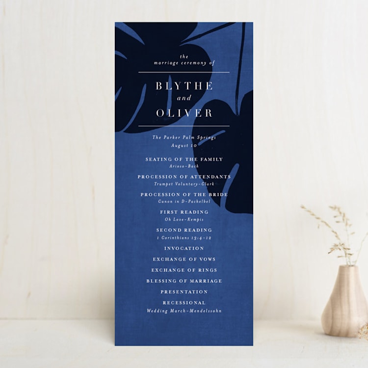 "Acapulco" - Wedding Programs in Indigo by Angela Marzuki - Front