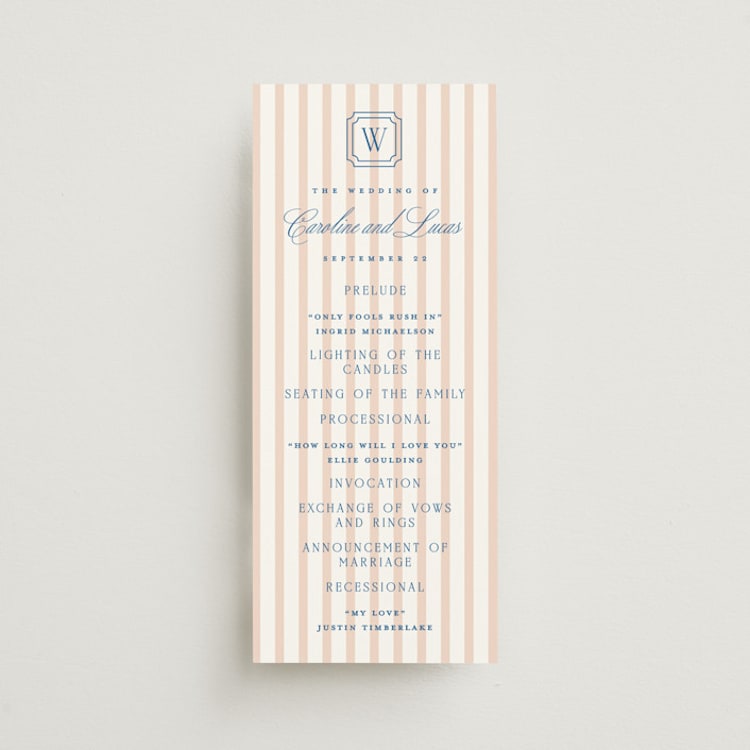 "Preppy" - Wedding Programs in Coral by Erin German - Front