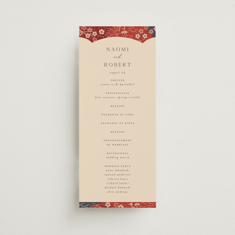 "Japanese Textile" - Wedding Programs in Rose by Jennifer Holbrook - Front