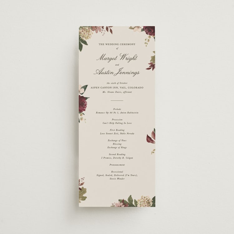 "Verdant" - Wedding Programs in Autumn by Kate Ahn - Front